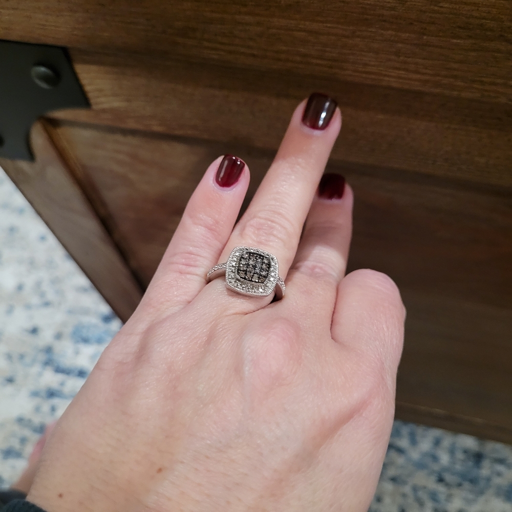 Sterling Silver and Brown Diamond Accent Ring Size 7